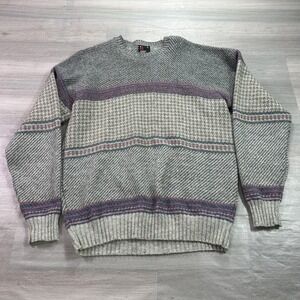 VINTAGE Robert Bruce Sweater Mens XL Gray Wool Blend Knit Pullover Made USA 90s